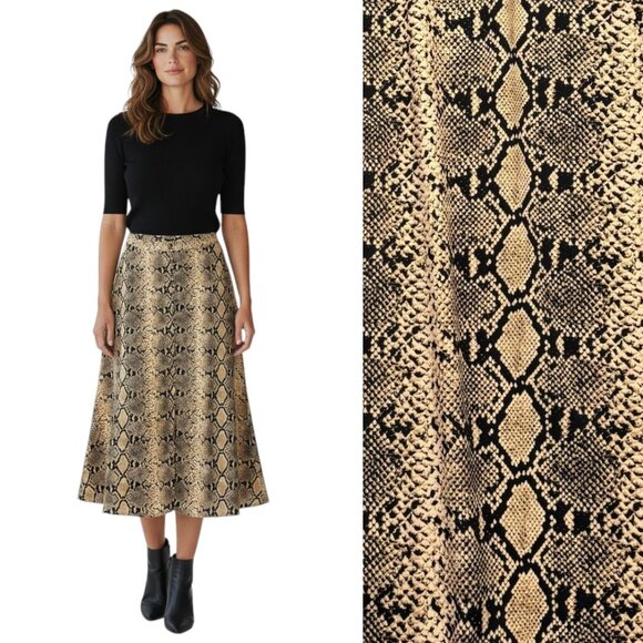Zara Snake Print Midi Skirt A-Line Grunge Y2K Glamcore Modern Boho Edgy Size M - Picture 2 of 13